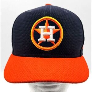 HOUSTON ASTROS HAT CAP FITTED ORANGE BLUE NEW ERA 59FIFTY BASEBALL MENS 7 1/4‎